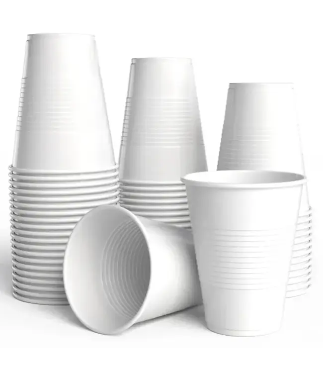 CROWN DISPLAY 18 oz. White Plastic Cups - 50 Ct.