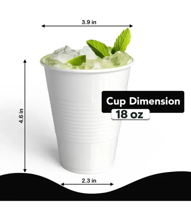 CROWN DISPLAY 18 oz. White Plastic Cups - 50 Ct.