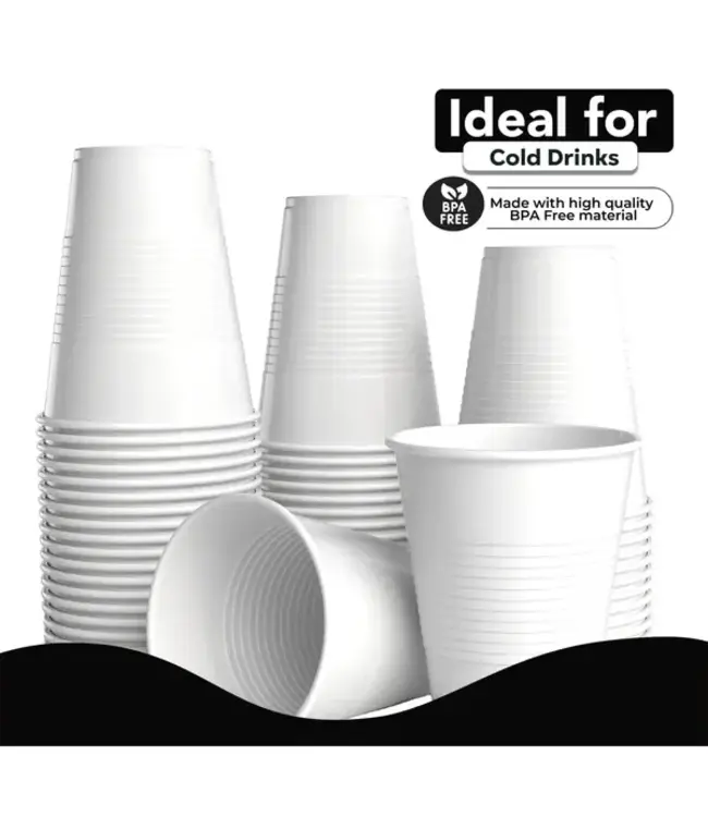 CROWN DISPLAY 18 oz. White Plastic Cups - 50 Ct.