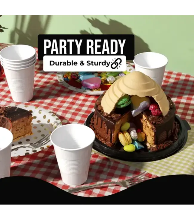 CROWN DISPLAY 18 oz. White Plastic Cups - 50 Ct.