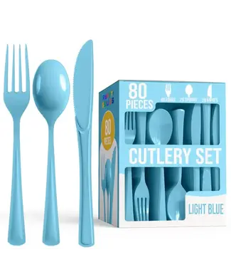 CROWN DISPLAY Heavy Duty Light Blue Cutlery Combo - 80 Count