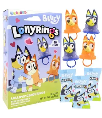NEEDZO INC Bluey Lollipop Rings, Individually Wrapped Suckers, 18 Count