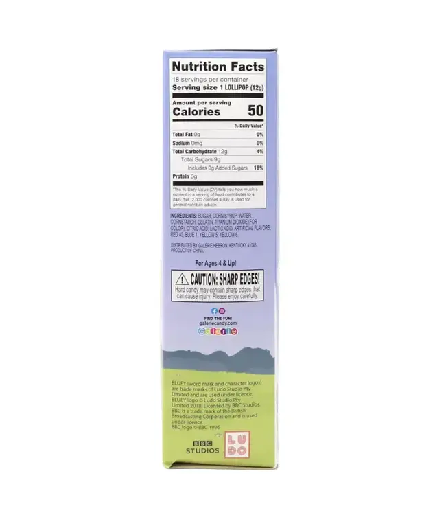 NEEDZO INC Bluey Lollipop Rings, Individually Wrapped Suckers, 18 Count