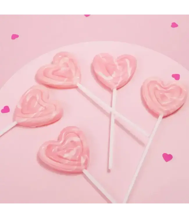 NEEDZO INC Box of Swirl Heart Lollipops, Individually Wrapped, 24 Count