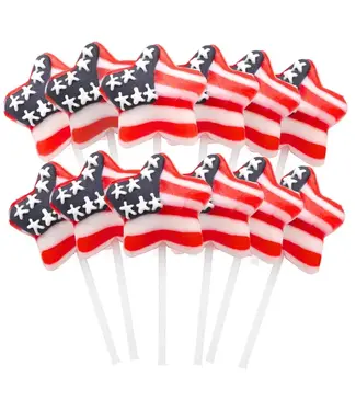 NEEDZO INC Box of American Flag Star Suckers, Individually Wrapped, 12