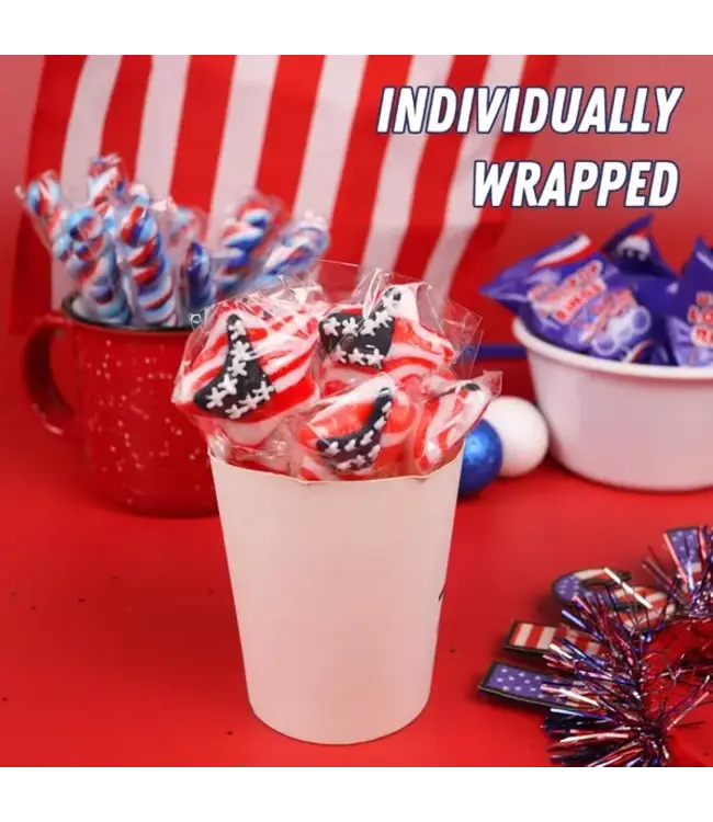 NEEDZO INC Box of American Flag Star Suckers, Individually Wrapped, 12