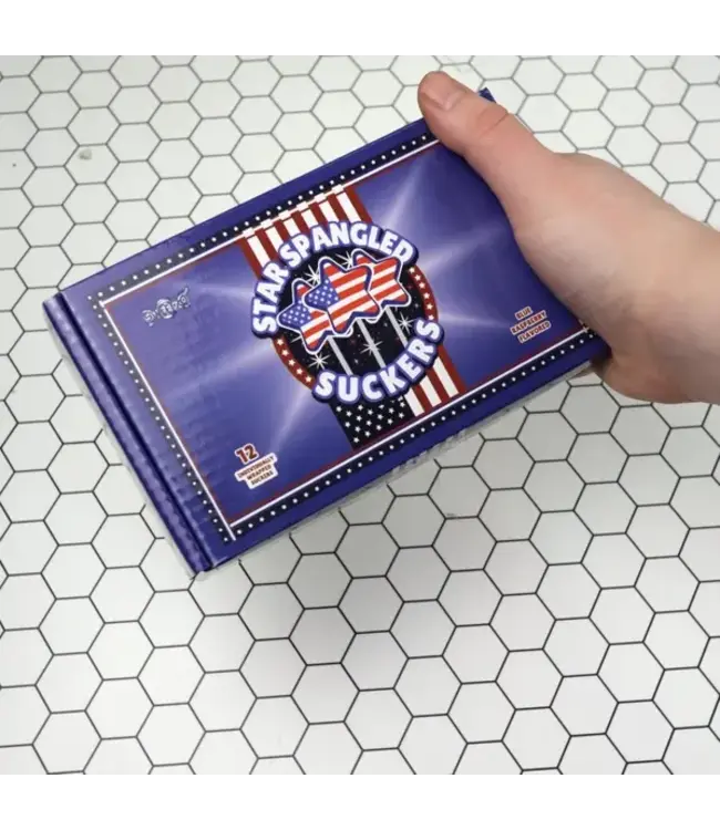 NEEDZO INC Box of American Flag Star Suckers, Individually Wrapped, 12