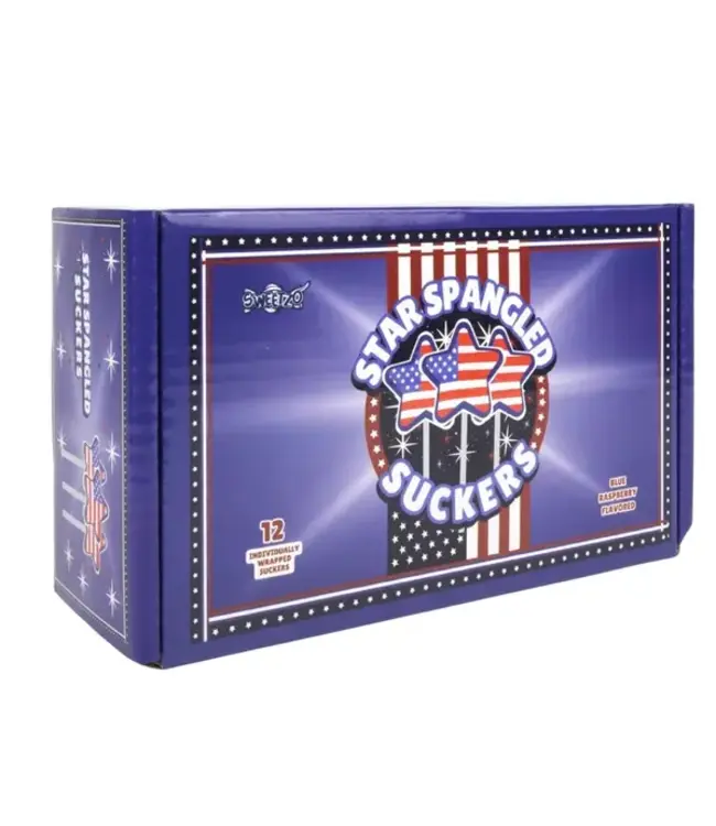 NEEDZO INC Box of American Flag Star Suckers, Individually Wrapped, 12