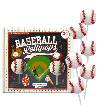 NEEDZO INC Box of Baseball Lollipops, Individually Wrapped, 24 Count