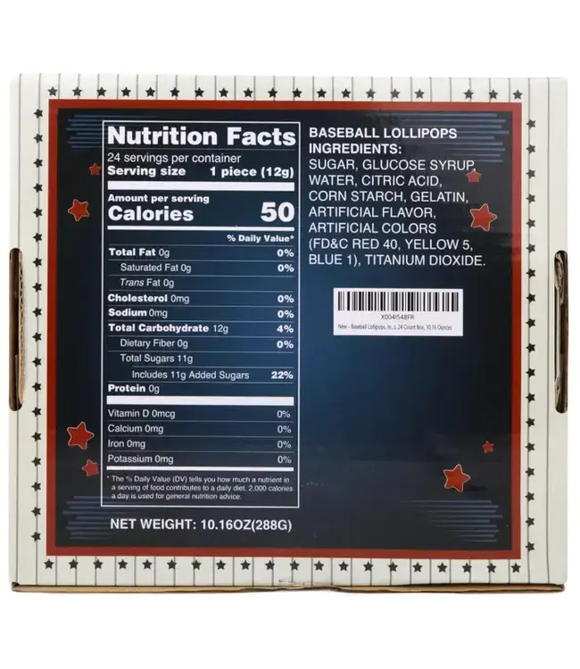 NEEDZO INC Box of Baseball Lollipops, Individually Wrapped, 24 Count