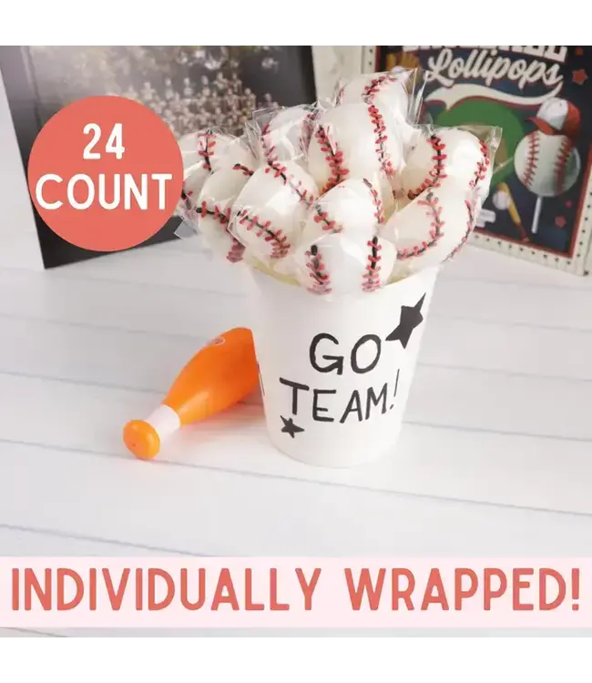 NEEDZO INC Box of Baseball Lollipops, Individually Wrapped, 24 Count