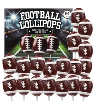 NEEDZO INC Box of Individually Wrapped Football Shaped Lollipops, 24 Ct
