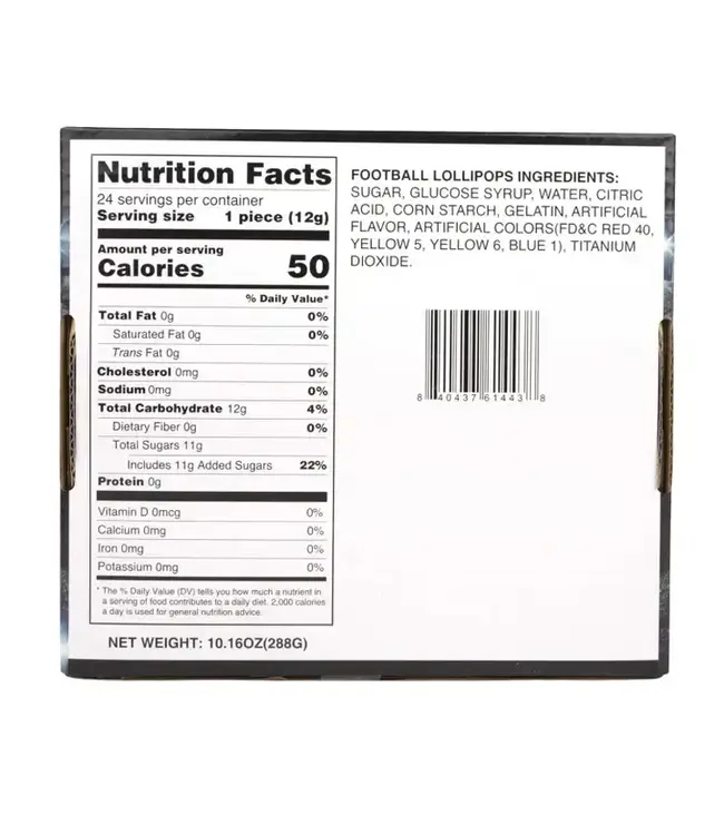 NEEDZO INC Box of Individually Wrapped Football Shaped Lollipops, 24 Ct