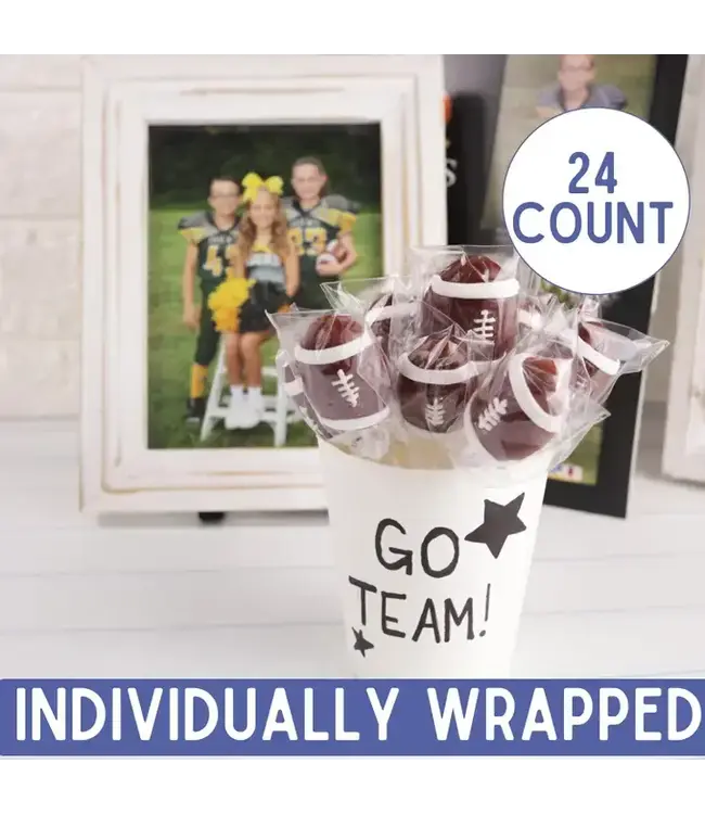 NEEDZO INC Box of Individually Wrapped Football Shaped Lollipops, 24 Ct