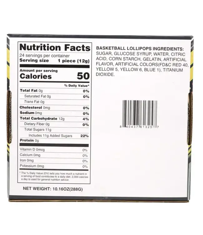 NEEDZO INC Box of Basketball Lollipops, Individually Wrapped, 24 Count