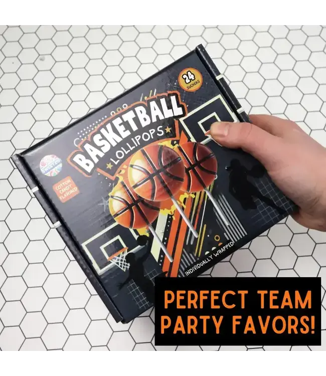 NEEDZO INC Box of Basketball Lollipops, Individually Wrapped, 24 Count