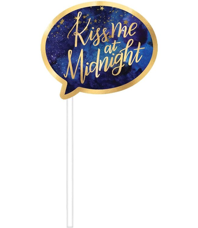 Amscan Kiss me at Midnight New Year's Eve Photo Booth Backdrop with Props, NYE Party,  14 Pieces