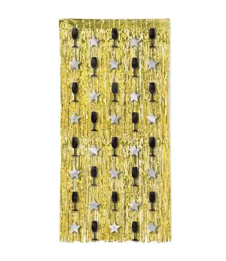 Amscan Doorway Gold Fringe Curtain, 39" x 77"