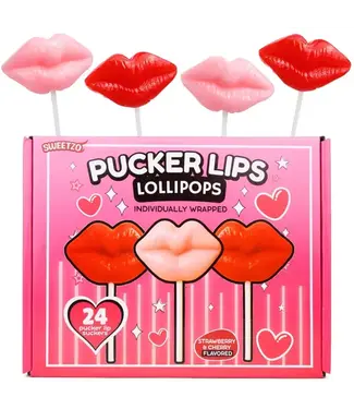 NEEDZO INC Pucker Lips Lollipops, Individually Wrapped Suckers, 24 Ct