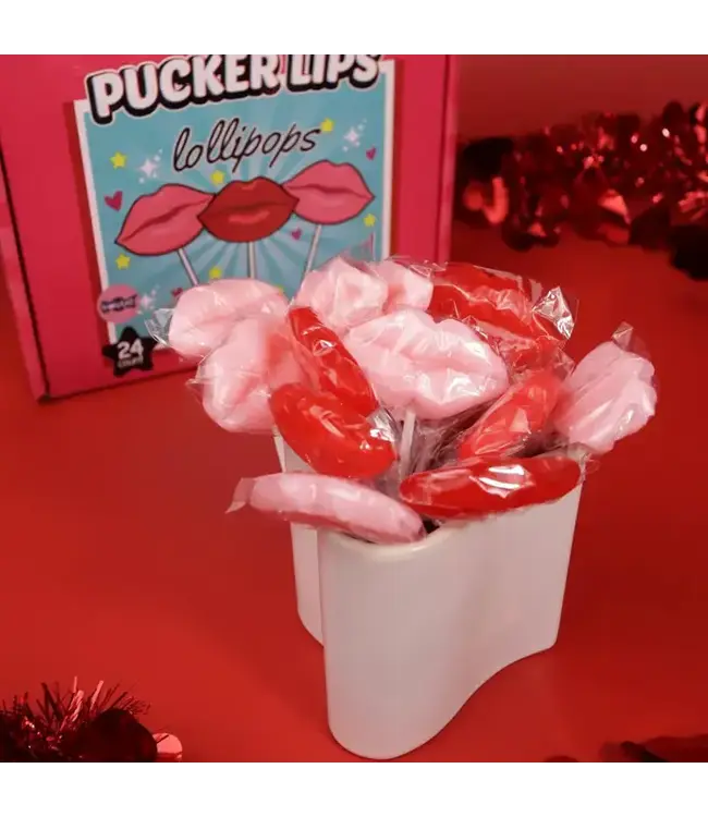NEEDZO INC Pucker Lips Lollipops, Individually Wrapped Suckers, 24 Ct