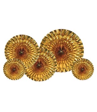 BEISTLE Metallic Fans - Gold - 5 Count