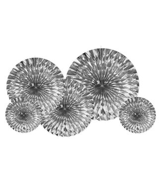 BEISTLE Metallic Fans - Silver - 5 Count