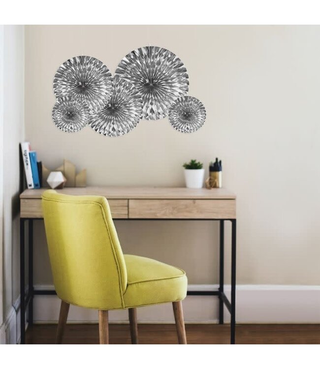 BEISTLE Metallic Fans - Silver - 5 Count