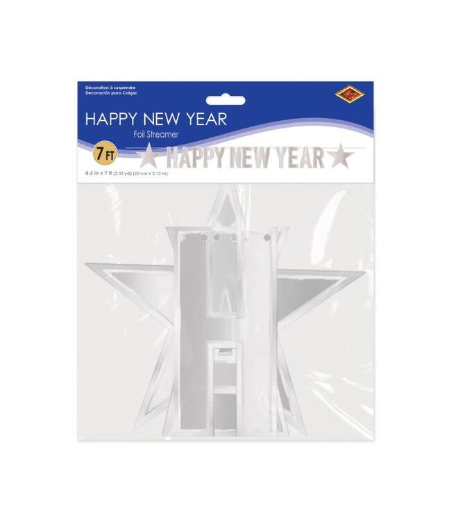 BEISTLE Foil Happy New Year Streamer - Silver