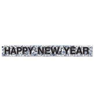 BEISTLE Metallic Happy New Year Fringe Banner - Silver - 5 Foot