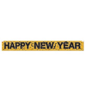 BEISTLE Metallic Happy New Year Fringe Banner - Gold - 5 Foot