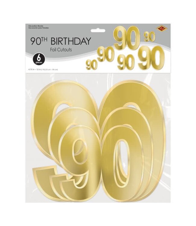 BEISTLE Foil "90" Birthday Cutouts-6ct