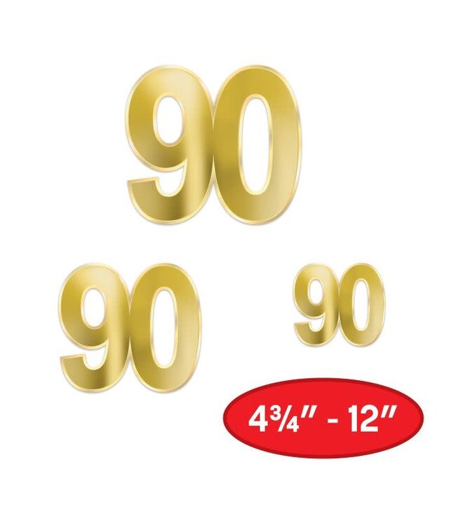 BEISTLE Foil "90" Birthday Cutouts-6ct