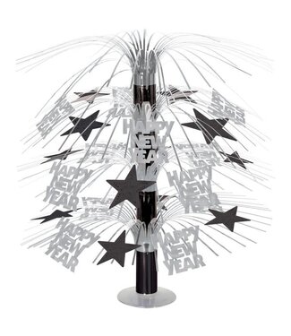 BEISTLE Happy New Year Cascade Centerpiece - Silver & Black