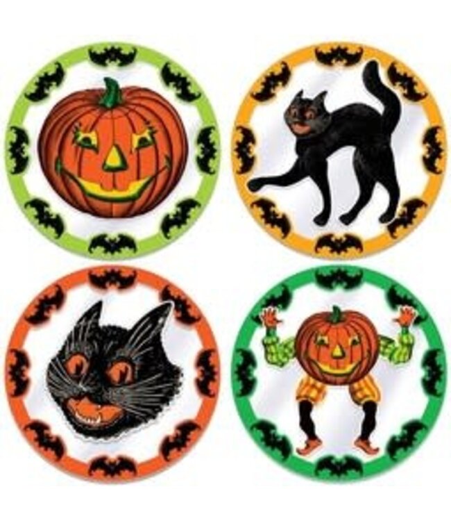 BEISTLE 4CT PLASTIC VINTAGE HALLOWEEN PLACEMATS