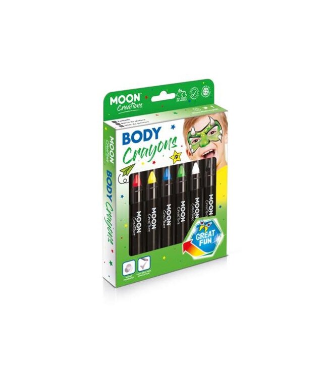 Moon Products 6CT BODY CRAYONS PRIMARY COLORS