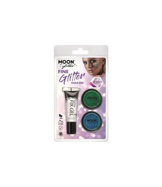Moon Products Fix Gel, Green, Blue - Classic Fine Glitter Shaker