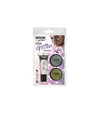 Moon Products Fix Gel, Silver, Gold - Classic Fine Glitter Shaker