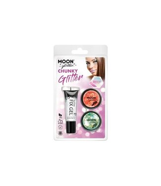 Moon Products Fix Gel, Orange, Green - Iridescent Chunky Glitter