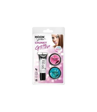 Moon Products Fix Gel, Pink, Blue - Iridescent Chunky Glitter