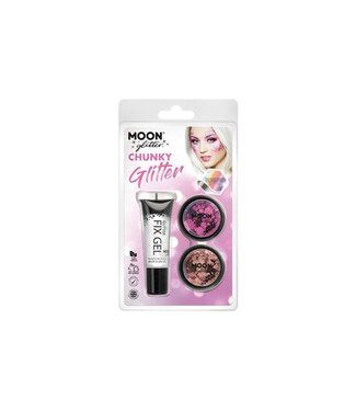 Moon Products Fix Gel, Pink, Rose Gold - Iridescent Chunky Glitter