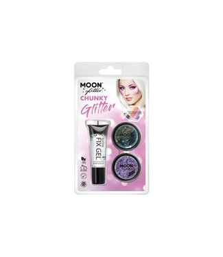Moon Products Fix Gel, Black, Purple - Iridescent Chunky Glitter