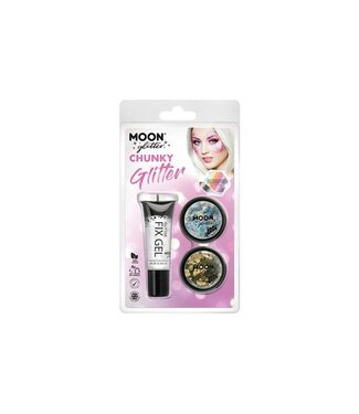 Moon Products Fix Gel, Silver, Gold - Iridescent Chunky Glitter
