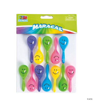 FUN EXPRESS Plastic Smile Face Maracas - 12 Count