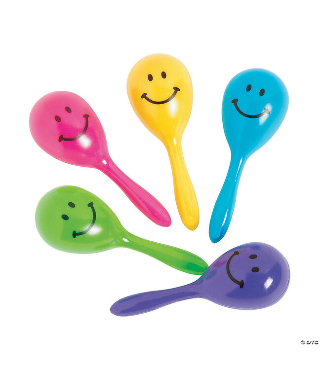 FUN EXPRESS Plastic Smile Face Maracas - 12 Count