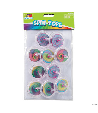 FUN EXPRESS Plastic Swirl Spin Tops - 10 Count