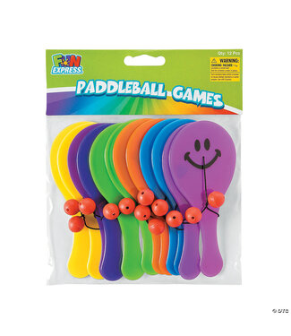 FUN EXPRESS Plastic Mini Smile Face Paddleball Games - 12 Count