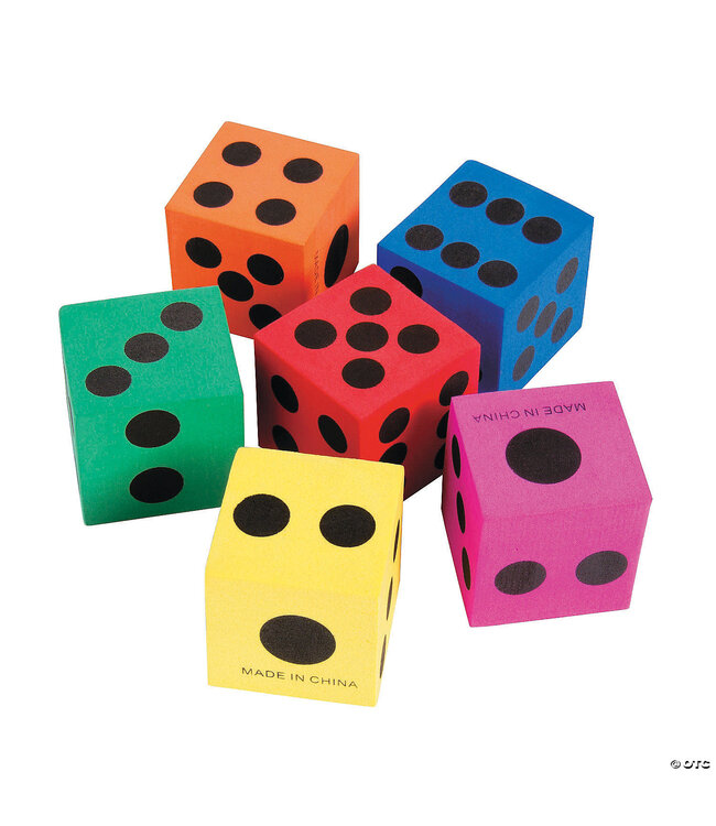 FUN EXPRESS Mini Playing Foam Dice - 6 Count