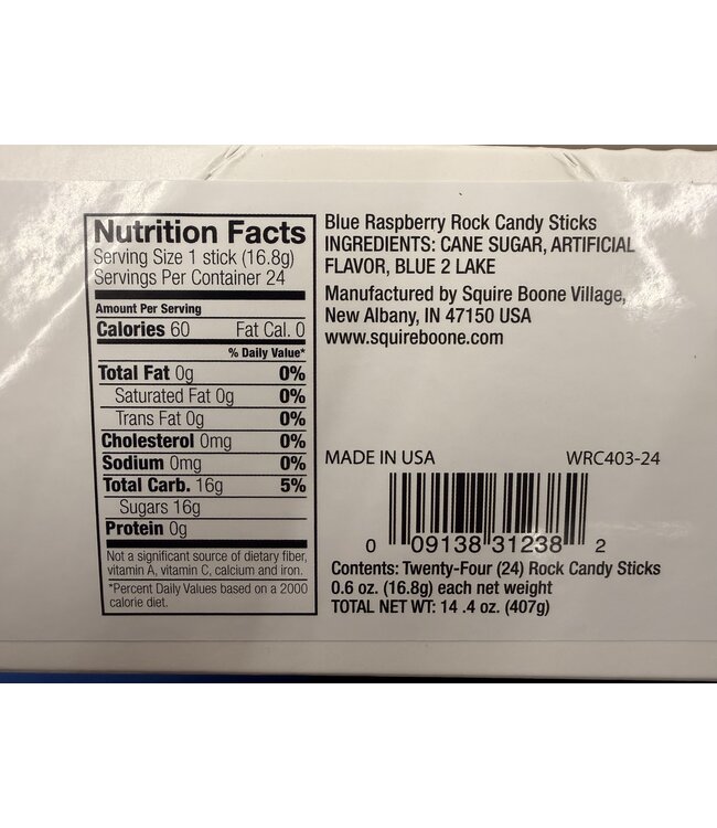 SQUIRE BOONE VILLAGE 24CT ROCK CANDY BLUE RASPBERRY