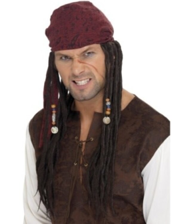 SMIFFY'S Pirate Bandanna with Plaits, Brown