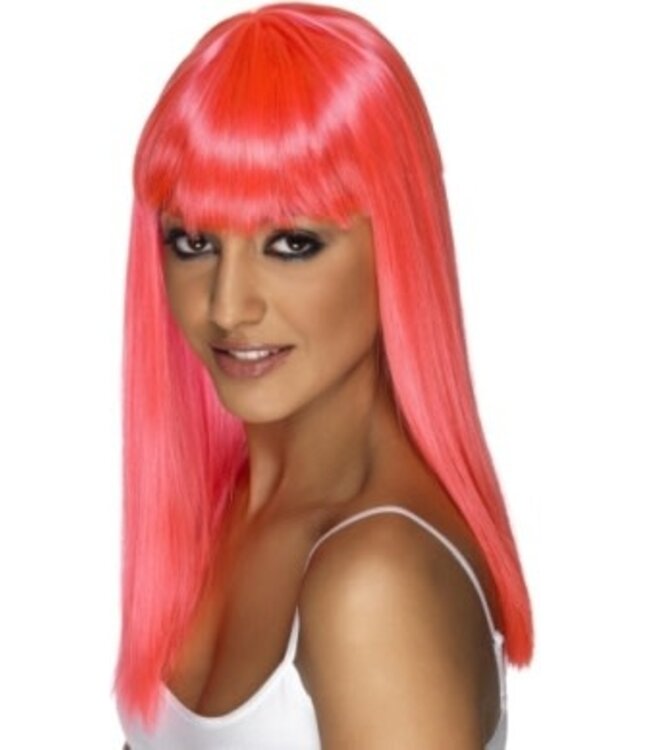 SMIFFY'S Glamourama Wig, Neon Pink